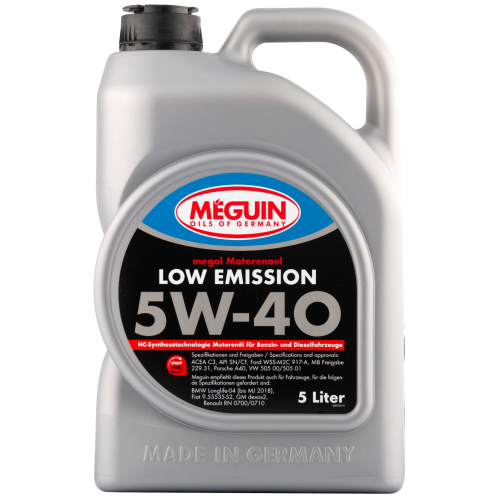 НС-синтетическое моторное масло Megol Motorenoel Low Emission 5W-40 - 5 л НС-синтетическое моторное масло Megol Motorenoel Low Emission 5W-40 - 5 л